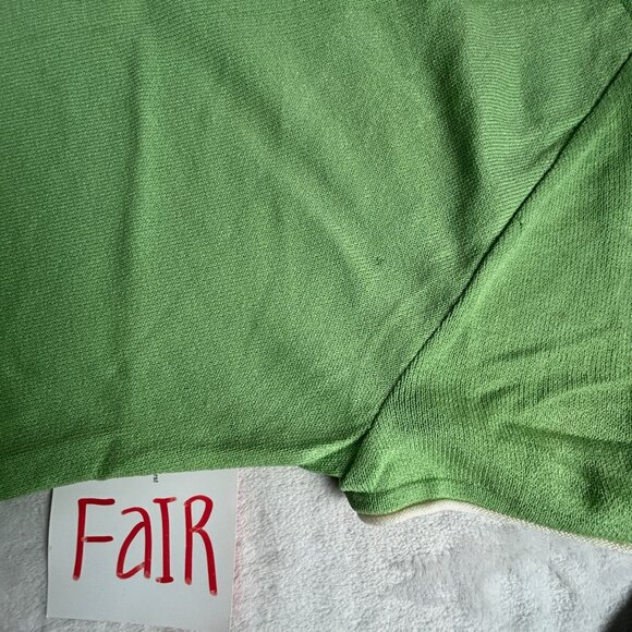 St. John Sport Marie Gray Womens Green Wool-Blend Zip-Up Short Sleeve Top Large - Picture 12 of 13